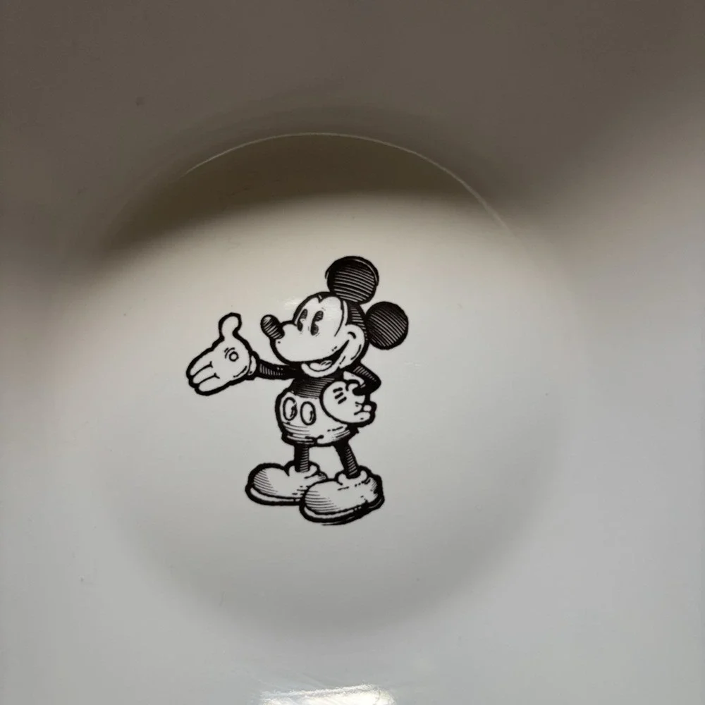 Disney Gourmet Mickey Mouse Black White Ceramic Bowl 6 1/4